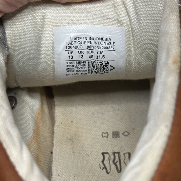 Converse All Star Chuck Taylor Street Mid brown leather men’s size 13 pre-owned. - Picture 9 of 9